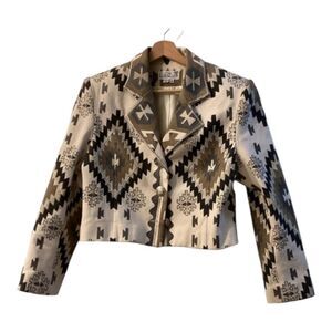 Vintage Lorizoni SouthWestern Cropped Aztec Print Longsleeve Jacket Size M
